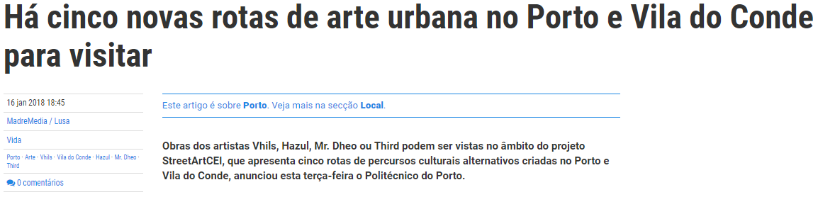 Projeto StreetArtCei no Sapo 24