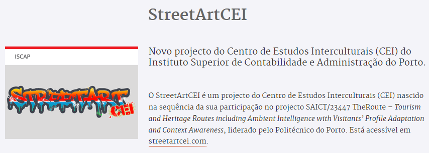 Projeto StreetArtCei é notícia no site do P.Porto