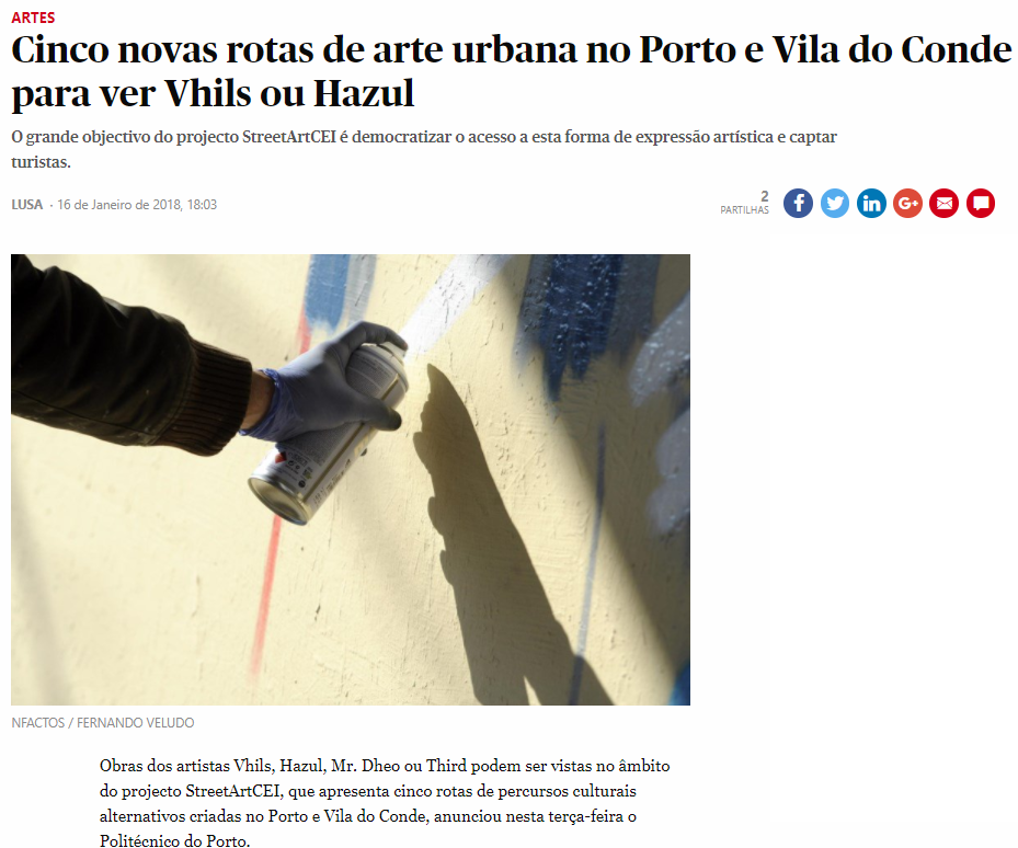 Projeto StreetArtCei é notícia no Público